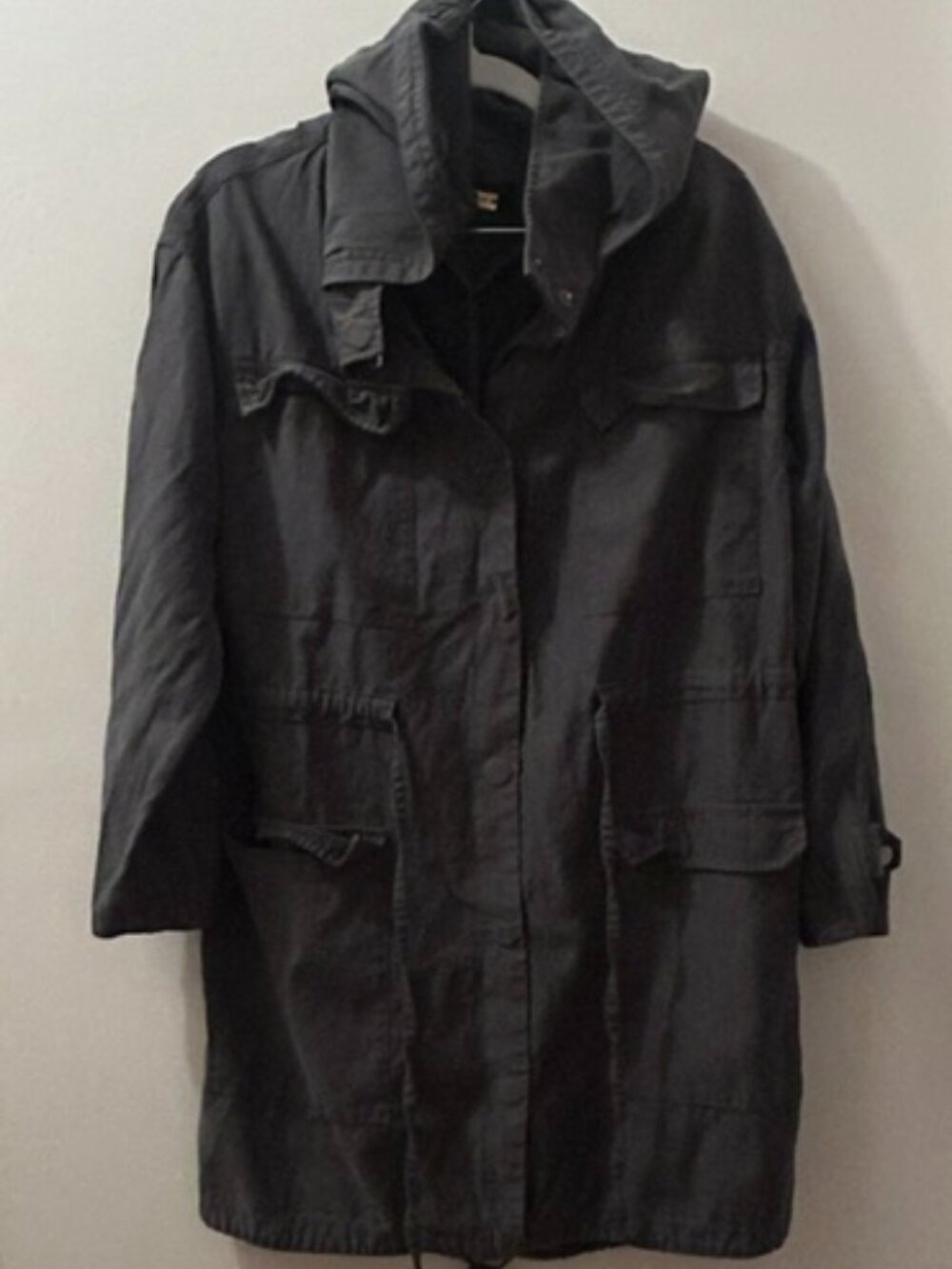 Greylin Volt Deep Moss Sage Metal Zip Snap Tie Relaxed Lush Hoodie Parka Jacket